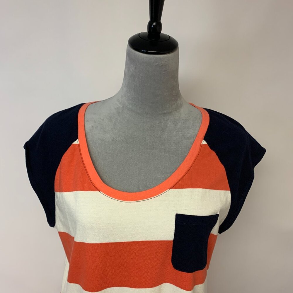 Tommy Hilifger Dress  Orange Stiped Nautical Beach Causal Shift Womens SZ L - Picture 2 of 9